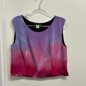 Silk Purple and Pink Abstract Artsy Watercolor Design Women's Top
